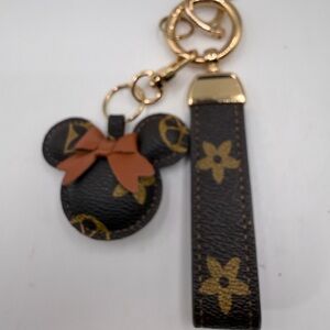 Brown and Gold Keychain with Bow